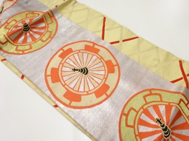 JAPANESE KIMONO / ANTIQUE NAGOYA OBI / SILK / WOVEN GENJIGURUMA